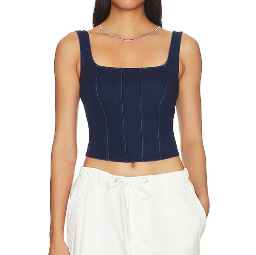 Good American Corset Denim Top indigo